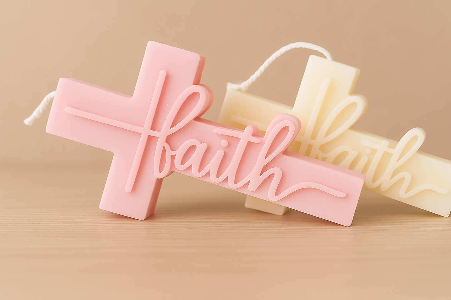 White & Pink - Cross Candles (BUNDLE DEAL)